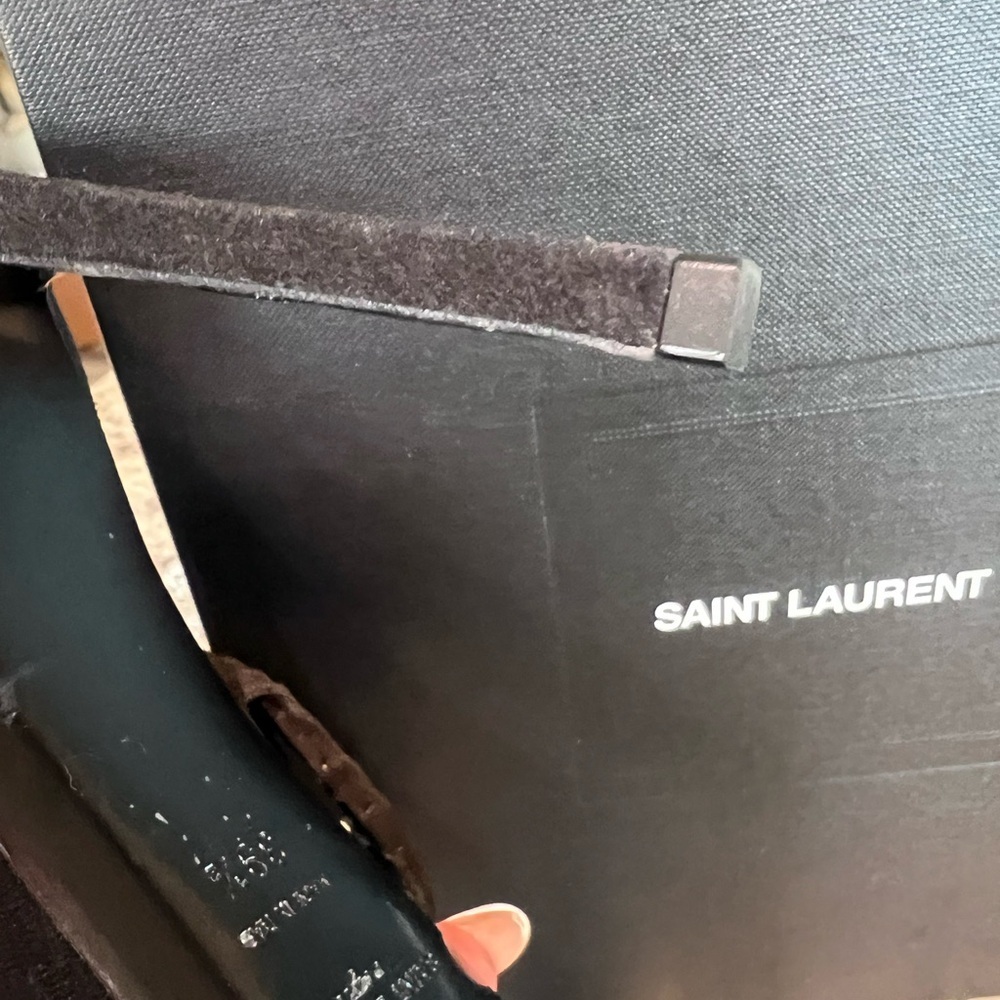 Saint Laurent Black Suede Leather Studded Fringe Trim High Heel Booties EU 39.5 - Picture 10 of 11